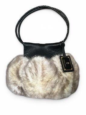 Paolo Masi Vintage Italy Pristine Genuine Leather Cross Mink Fur Shoulder Bag